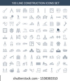 construction icons. Trendy 100 construction icons. Contain icons such as home with heart, trowel, shovel, crane, plan, excavator, business center. construction icon for web and mobile.