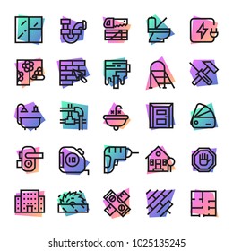 Construction icons vector builder tools for building and repair house illustration constructive equipment to build home set isolated on white background