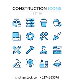 Construction icons. Vector line icons set. Premium quality. Simple thin line design. Modern outline symbols, pictograms.