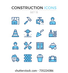 Construction icons. Vector line icons set. Premium quality. Simple thin line design. Modern outline symbols, pictograms.