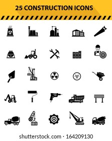Construction icons,Black icons,White background version,vector