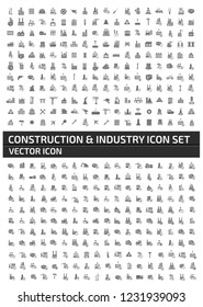 Construction and industrial vector icon set
