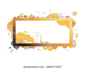 Construction industry A006 with rectangle frame shows the processing of the construction vector illustration graphic EPS 10