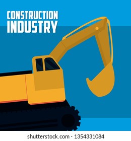 Construction industry with backhoe vector illustration graphic design