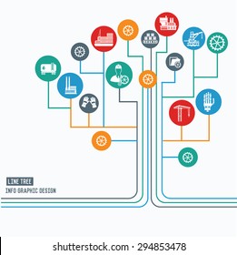 Construction and industry concept,Line tree info graphic design,clean vector