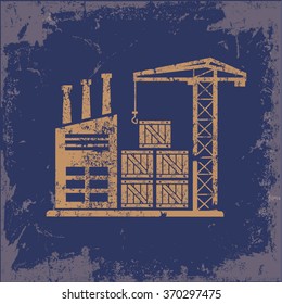 
Construction, industry design on old paper background, vector