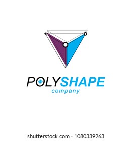 Construction industry emblem. Tech abstract shape, vector polygonal figure.