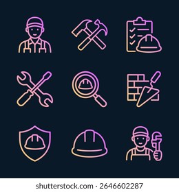 Farbverlaufssymbole der Bauindustrie. Symbolsymbolgrafik