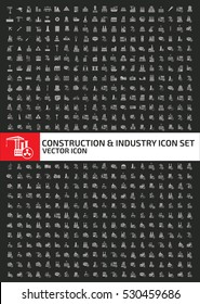 Construction and industry icon set, clean vector
