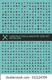 Construction and industry icon set,clean vector