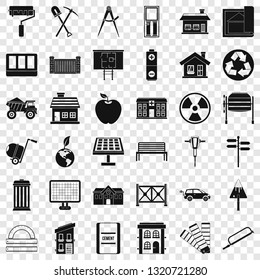 Construction industry icons set. Simple style of 36 construction industry vector icons for web for any design