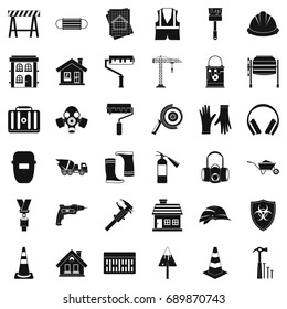 Construction industry icons set. Simple style of 36 construction industry vector icons for web isolated on white background