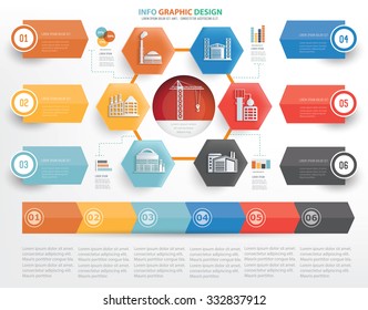 Construction and industry info graphic design on white background,vector