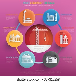 Construction and industry info graphic design, vector