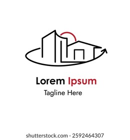 Construction Industry logo with commercial and residential building concept of construction agent or consultation vector illustration with dummy text on white background.