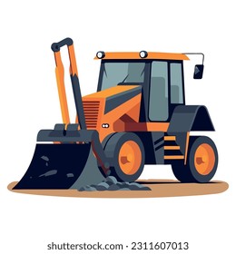 Construction industry machinery working on construction site isolated