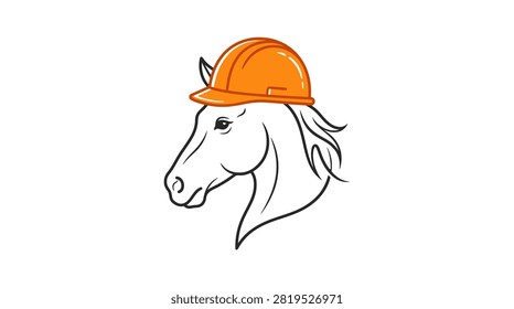 Construction industry mascot combining equine strength with safety gear.