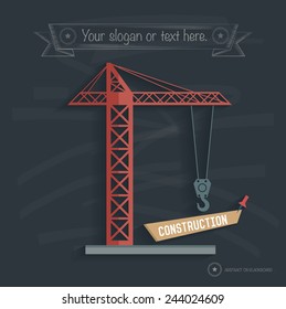 Construction industry on blackboard background, clean vector