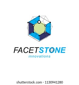 Construction industry symbol. 3D design, abstract vector faceted shape.