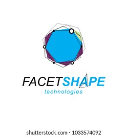 Construction industry symbol. 3D engineering vector, abstract polygonal shape.