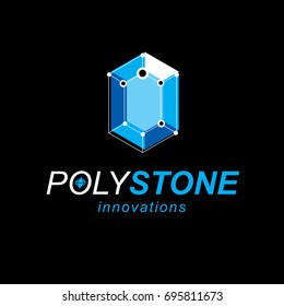 Construction industry symbol. Abstract vector 3D mesh polygonal object, science theme illustration.