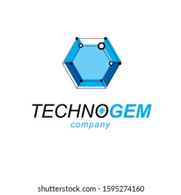Construction industry symbol. Tech abstract shape, vector polygonal figure.