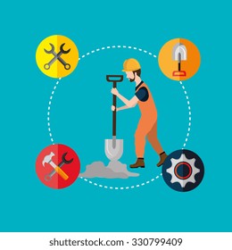 Construction industry and tools graphic design, vector illustration