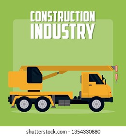 Construction industry with construction truck vector illustration graphic design