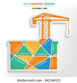 Construction info graphic design. Clean vector