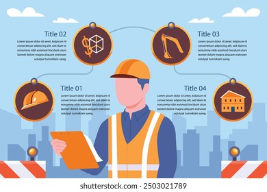 Construction infographics template for presentation.