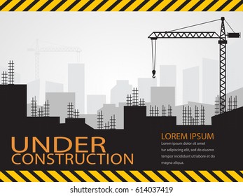 Construction infographics,Building under Construction site,Vector illustration template design