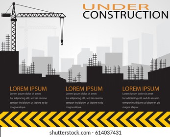 Construction infographics,Building under Construction site,Vector illustration template design