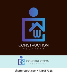 construction initial Letter W Logo design