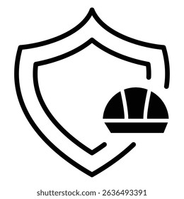 Construction insurance icon Flat outline fill black and white