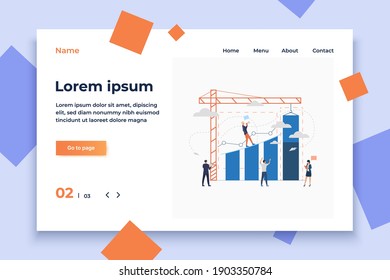 Construction investment flat icon. Crane, graph, growth, developer. Business concept. Can be used for topics like startup, real estate, finance