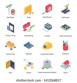 
Construction Isometric Vector Icons Pack 
