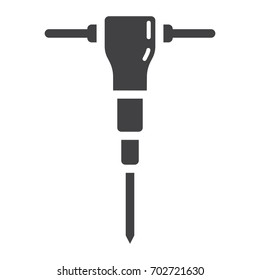 Construction jackhammer glyph icon, build and repair, pneumatic hammer sign vector graphics, a solid pattern on a white background, eps 10.