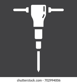 Construction jackhammer glyph icon, build and repair, pneumatic hammer sign vector graphics, a solid pattern on a black background, eps 10.