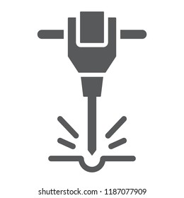 Construction jackhammer glyph icon, tool and repair, pneumatic hammer sign, vector graphics, a solid pattern on a white background, eps 10.