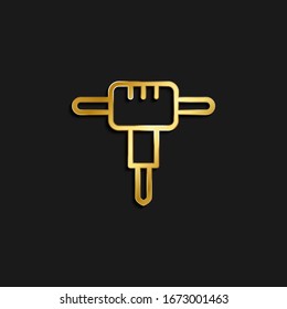 construction, jackhammer gold icon. Vector illustration of golden dark background