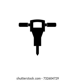 construction jackhammer icon on White background