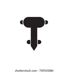 Construction jackhammer icon on White background