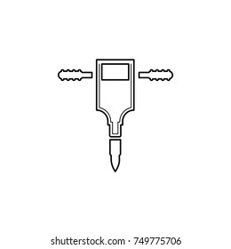 Construction jackhammer line icon on White background