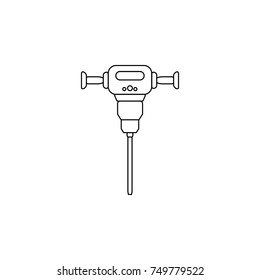 Construction jackhammer line icon on White background