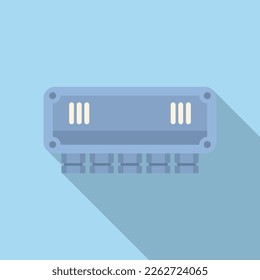 Construction junction box icon flat vector. Safety wall. Mount contact