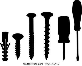Construction kit with screwdrivers, dowels and nails.