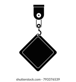 construction label hanging in crane