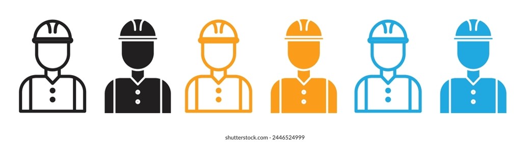 Construction and Labor Worker Icon with Safety Gear and Helmet for Job Safety