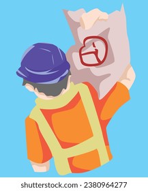 Construction Laborers that Carrying Cement Bag