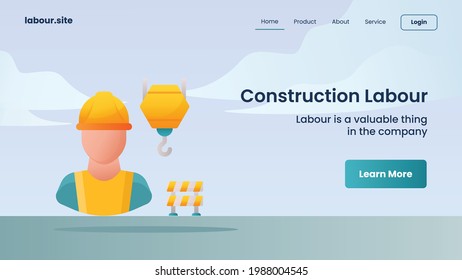 campaña de trabajo de construcción para sitio web página de inicio página de inicio página de inicio página de inicio plantilla de banner con estilo plano de caricatura de color